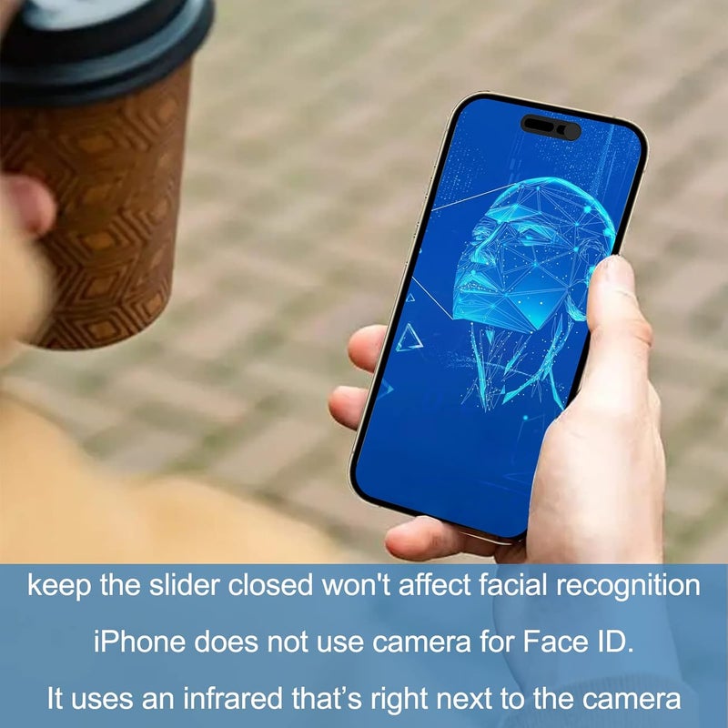 EYSOFT Front Camera Cover Compatible for iPhone 16/16Plus/16Pro/16Pro Max/15/15Plus/15Pro/15Pro Max/14Pro/14Pro Max,Webcam Cover Protect Privacy and Security,Not Affect Face ID, 2 Pack-Black - Image 2